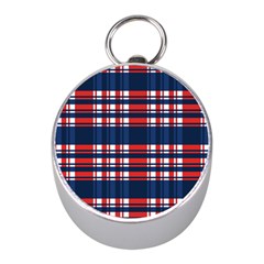 Plaid Red White Blue Mini Silver Compasses