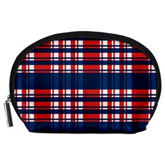 Plaid Red White Blue Accessory Pouches (large)  by Alisyart