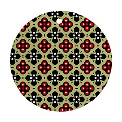 Seamless Floral Flower Star Red Black Grey Ornament (round)