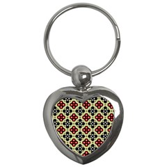 Seamless Floral Flower Star Red Black Grey Key Chains (heart)  by Alisyart