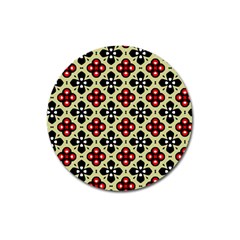 Seamless Floral Flower Star Red Black Grey Magnet 3  (round) by Alisyart