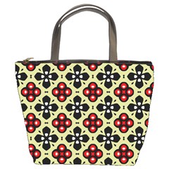 Seamless Floral Flower Star Red Black Grey Bucket Bags