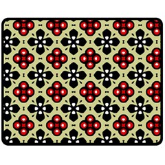 Seamless Floral Flower Star Red Black Grey Fleece Blanket (medium)  by Alisyart