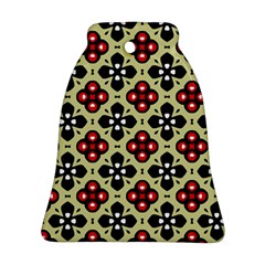 Seamless Floral Flower Star Red Black Grey Ornament (bell) by Alisyart