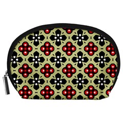 Seamless Floral Flower Star Red Black Grey Accessory Pouches (large)  by Alisyart