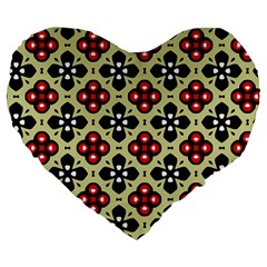 Seamless Floral Flower Star Red Black Grey Large 19  Premium Flano Heart Shape Cushions by Alisyart