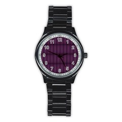 Plaid Purple Stainless Steel Round Watch by Alisyart