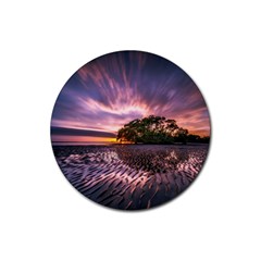 Landscape Reflection Waves Ripples Rubber Round Coaster (4 Pack)  by Amaryn4rt