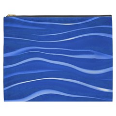 Lines Swinging Texture  Blue Background Cosmetic Bag (xxxl)  by Amaryn4rt