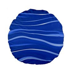 Lines Swinging Texture  Blue Background Standard 15  Premium Flano Round Cushions by Amaryn4rt