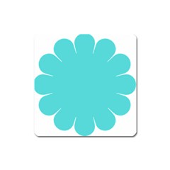 Turquoise Flower Blue Square Magnet