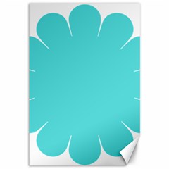 Turquoise Flower Blue Canvas 12  X 18  