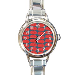 Rose Repeat Red Blue Beauty Sweet Round Italian Charm Watch by Alisyart