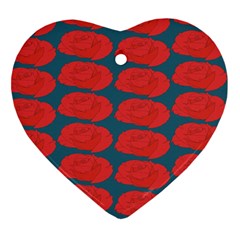 Rose Repeat Red Blue Beauty Sweet Ornament (heart)