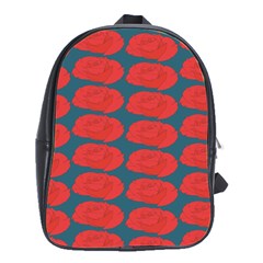 Rose Repeat Red Blue Beauty Sweet School Bags(large) 