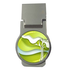 Tree Wood  White Green Money Clips (round)  by Alisyart