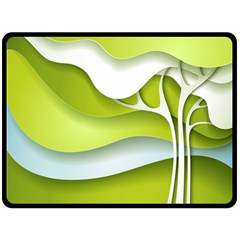 Tree Wood  White Green Fleece Blanket (large) 