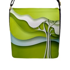 Tree Wood  White Green Flap Messenger Bag (l)  by Alisyart