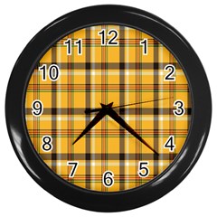 Plaid Yellow Line Wall Clocks (black) by Alisyart