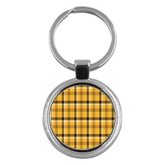 Plaid Yellow Line Key Chains (round) 