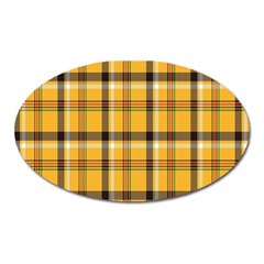Plaid Yellow Line Oval Magnet