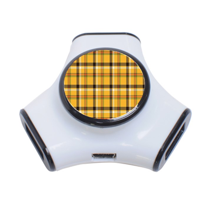 Plaid Yellow Line 3-Port USB Hub