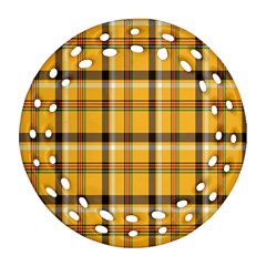 Plaid Yellow Line Round Filigree Ornament (two Sides) by Alisyart