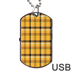 Plaid Yellow Line Dog Tag Usb Flash (one Side) by Alisyart