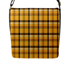 Plaid Yellow Line Flap Messenger Bag (l)  by Alisyart