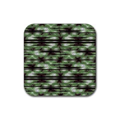 Stripes Camo Pattern Print Rubber Coaster (square)  by dflcprints