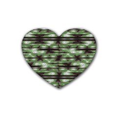Stripes Camo Pattern Print Heart Coaster (4 Pack)  by dflcprints
