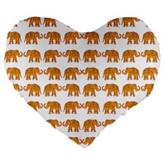 Indian Elephant  Large 19  Premium Flano Heart Shape Cushions by Valentinaart