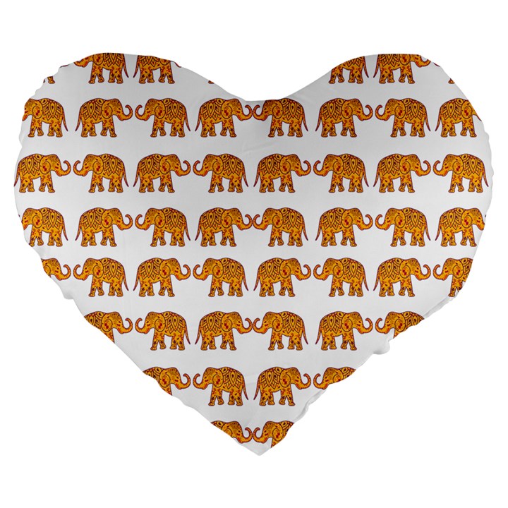 Indian elephant  Large 19  Premium Flano Heart Shape Cushions