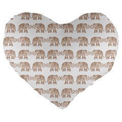 Indian Elephant Large 19  Premium Flano Heart Shape Cushions by Valentinaart