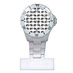 Indian Elephant Pattern Plastic Nurses Watch