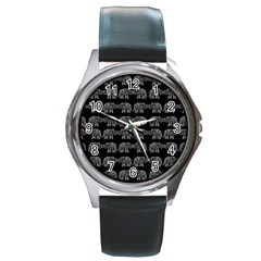 Indian Elephant Pattern Round Metal Watch
