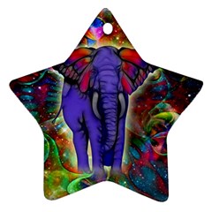 Abstract Elephant With Butterfly Ears Colorful Galaxy Ornament (star) by EDDArt