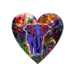 Abstract Elephant With Butterfly Ears Colorful Galaxy Heart Magnet by EDDArt
