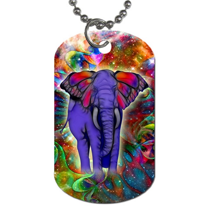 Abstract Elephant With Butterfly Ears Colorful Galaxy Dog Tag (One Side)