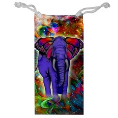 Abstract Elephant With Butterfly Ears Colorful Galaxy Jewelry Bag by EDDArt