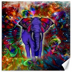 Abstract Elephant With Butterfly Ears Colorful Galaxy Canvas 16  X 16   by EDDArt