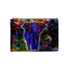 Abstract Elephant With Butterfly Ears Colorful Galaxy Cosmetic Bag (medium)  by EDDArt