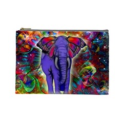 Abstract Elephant With Butterfly Ears Colorful Galaxy Cosmetic Bag (large)  by EDDArt