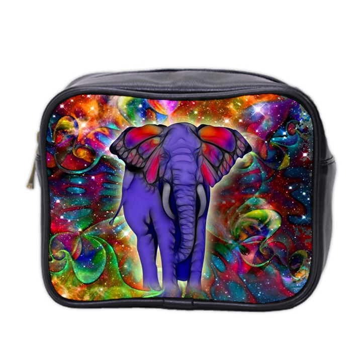 Abstract Elephant With Butterfly Ears Colorful Galaxy Mini Toiletries Bag 2-Side