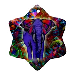 Abstract Elephant With Butterfly Ears Colorful Galaxy Snowflake Ornament (two Sides) by EDDArt