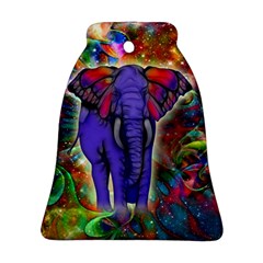 Abstract Elephant With Butterfly Ears Colorful Galaxy Bell Ornament (two Sides) by EDDArt