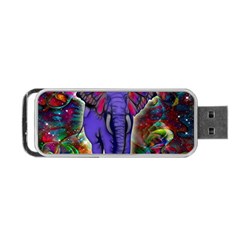 Abstract Elephant With Butterfly Ears Colorful Galaxy Portable Usb Flash (two Sides) by EDDArt