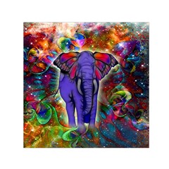 Abstract Elephant With Butterfly Ears Colorful Galaxy Small Satin Scarf (square) by EDDArt