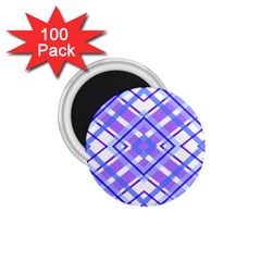 Geometric Plaid Pale Purple Blue 1.75  Magnets (100 pack) 