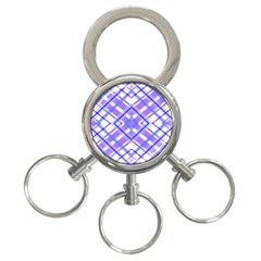 Geometric Plaid Pale Purple Blue 3-Ring Key Chains